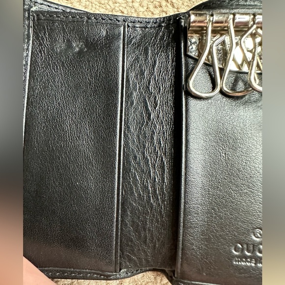 GUCCI RARE LARGE GG GUCCISSIMA BLACK LEATHER 6 RING CASE WALLET - Picture 9 of 15